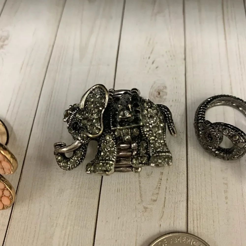Floral Elephant Snake Ring Bundle - Picture 4 of 5